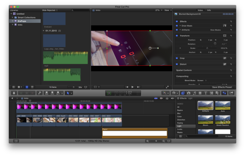 Videoschnitt mit Final Cut Pro X